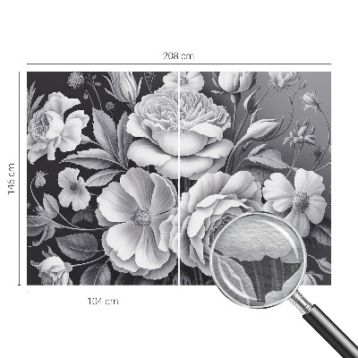 Papel mural con patrón decorativo con diseño de flores en tonos grises
