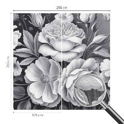 Papel mural con patrón decorativo con diseño de flores en tonos grises