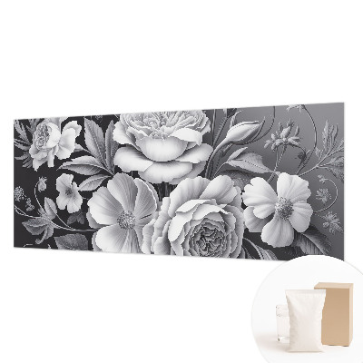 Papel mural con patrón decorativo con diseño de flores en tonos grises