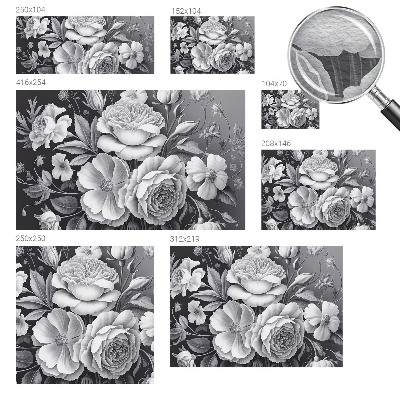 Papel mural con patrón decorativo con diseño de flores en tonos grises