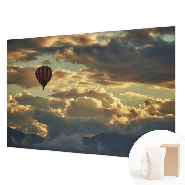 Mural de pared con estampado hermoso con el diseño de un globo entre nubes