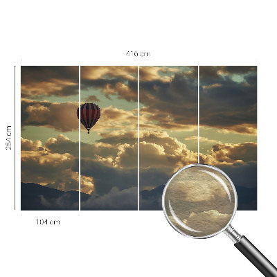 Mural de pared con estampado hermoso con el diseño de un globo entre nubes