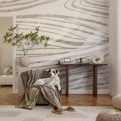 Papel mural texturado decorativo con motivo de líneas onduladas