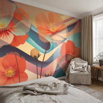 Fotomural decorativo para cabecero de cama con el diseño 'Flores de los sentidos'