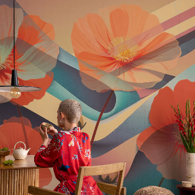 Fotomural decorativo para cabecero de cama con el diseño 'Flores de los sentidos'