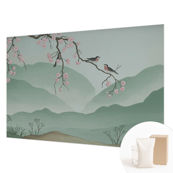 Papel mural con patrón decorativo con motivo de serenata japonesa