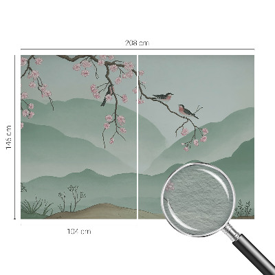 Papel mural con patrón decorativo con motivo de serenata japonesa