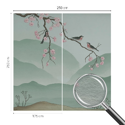 Papel mural con patrón decorativo con motivo de serenata japonesa