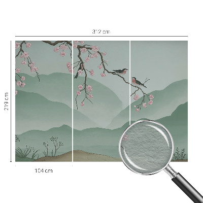 Papel mural con patrón decorativo con motivo de serenata japonesa