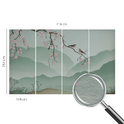 Papel mural con patrón decorativo con motivo de serenata japonesa