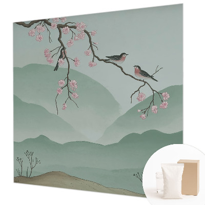Papel mural con patrón decorativo con motivo de serenata japonesa
