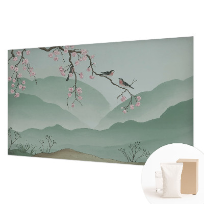 Papel mural con patrón decorativo con motivo de serenata japonesa