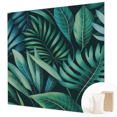 Fotomural decorativo para cabecero de cama con diseño de hojas tropicales