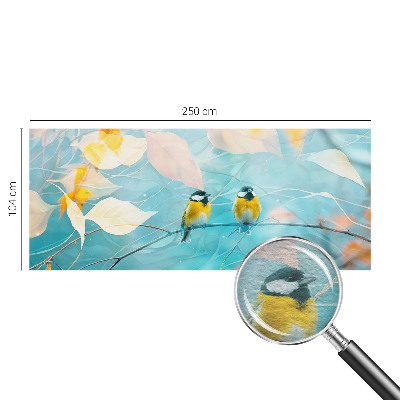 Papel mural con patrón decorativo con motivos de aves de primavera