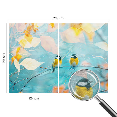 Papel mural con patrón decorativo con motivos de aves de primavera