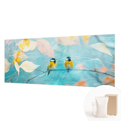 Papel mural con patrón decorativo con motivos de aves de primavera