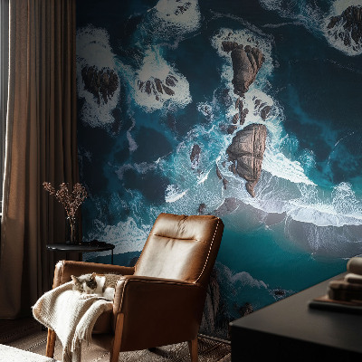 Papel mural con patrón decorativo con motivo de olas del océano
