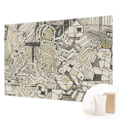 Papel mural con patrón decorativo con un motivo de abstracción geométrica