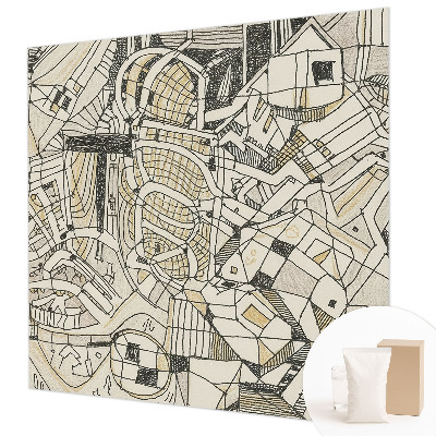 Papel mural con patrón decorativo con un motivo de abstracción geométrica