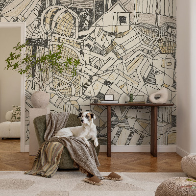 Papel mural con patrón decorativo con un motivo de abstracción geométrica