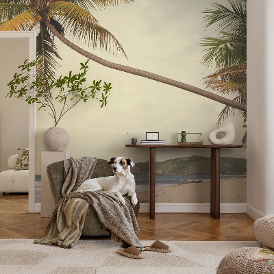 Mural de pared con estampado hermoso con motivo de paisaje tropical