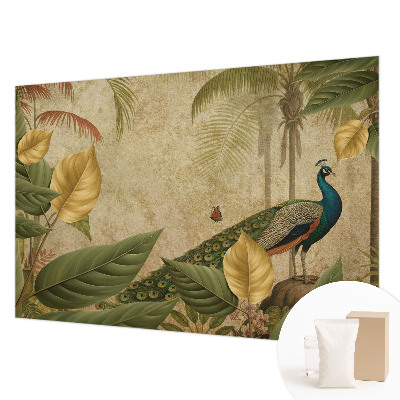 Papel mural texturado decorativo con diseño de ave exótica