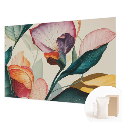 Papel mural con patrón decorativo con flores coloridas