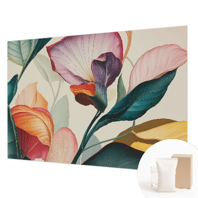 Papel mural con patrón decorativo con flores coloridas
