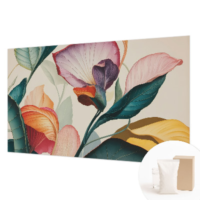 Papel mural con patrón decorativo con flores coloridas