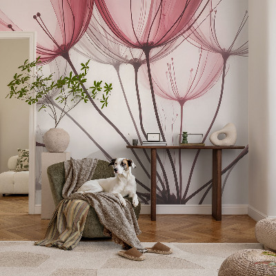 Papel mural con patrón decorativo con siluetas florales