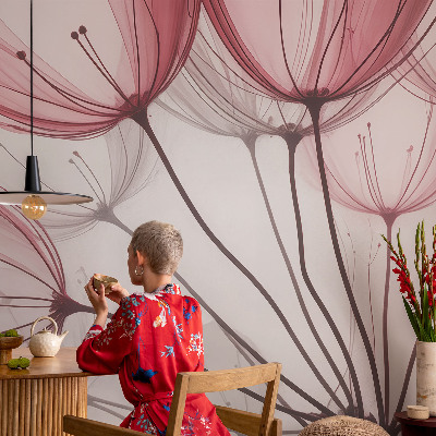 Papel mural con patrón decorativo con siluetas florales