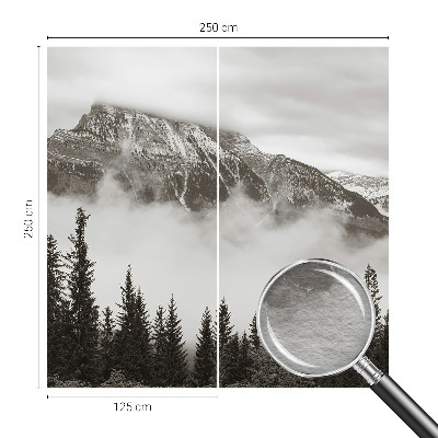 Papel mural con patrón decorativo con un paisaje de montaña