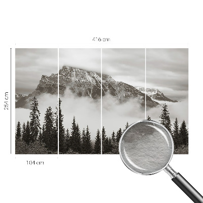 Papel mural con patrón decorativo con un paisaje de montaña