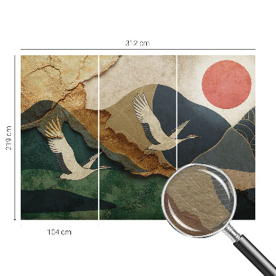 Mural decorativo con diseño de grullas del Este