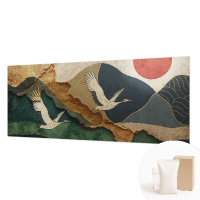 Mural decorativo con diseño de grullas del Este