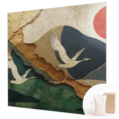 Mural decorativo con diseño de grullas del Este