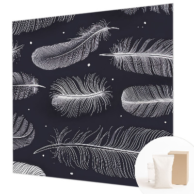 Mural de pared con estampado hermoso con un motivo de plumas sutiles