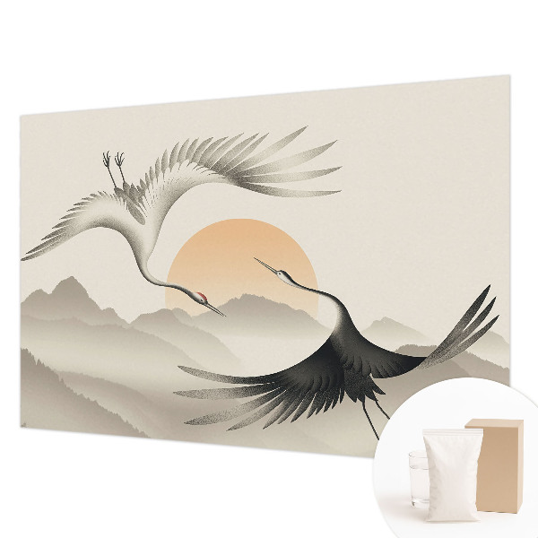 Papel mural texturado decorativo con diseño de grúas del Este