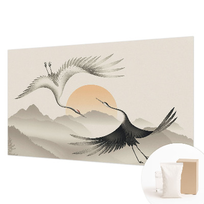 Papel mural texturado decorativo con diseño de grúas del Este