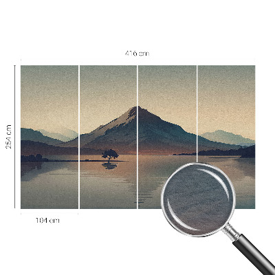 Mural decorativo con un paisaje de montaña