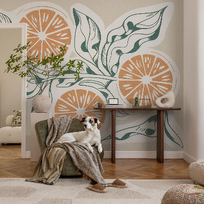 Papel mural texturado decorativo con patrón de frutas