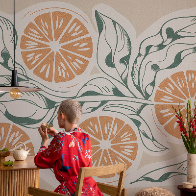 Papel mural texturado decorativo con patrón de frutas