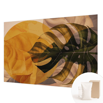 Papel mural con patrón decorativo con diseño de hojas abstractas