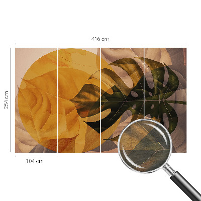 Papel mural con patrón decorativo con diseño de hojas abstractas