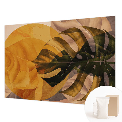 Papel mural con patrón decorativo con diseño de hojas abstractas