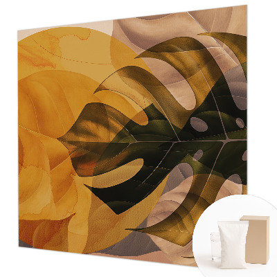 Papel mural con patrón decorativo con diseño de hojas abstractas