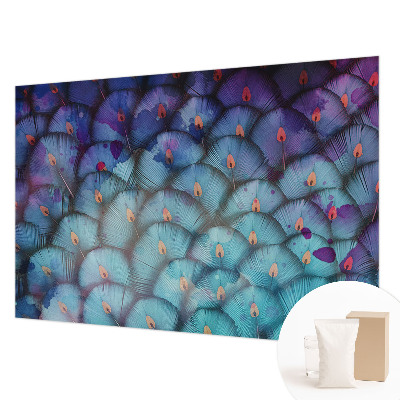 Mural decorativo con diseño de plumas coloridas
