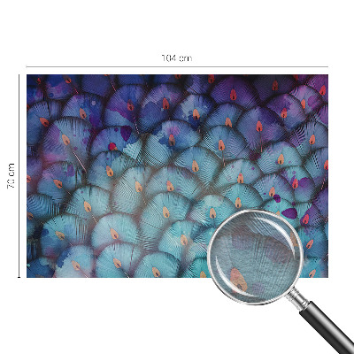 Mural decorativo con diseño de plumas coloridas