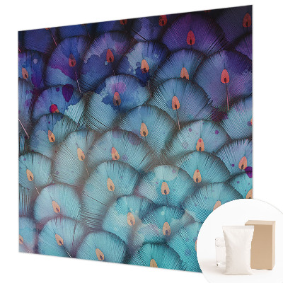 Mural decorativo con diseño de plumas coloridas