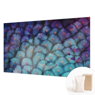 Mural decorativo con diseño de plumas coloridas